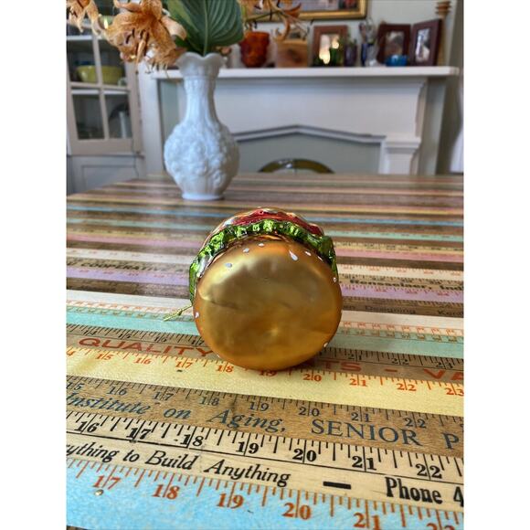 Hamburger Cheeseburger Christmas Ornament Hand Blown ART Glass Burger - Picture 6 of 11